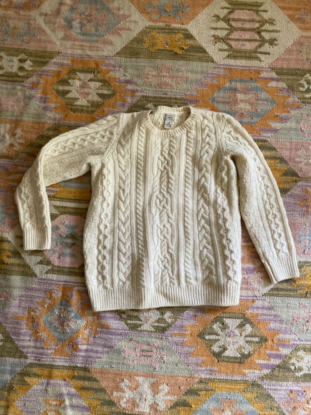 L.L. Bean Fisherman Sweater Womens 100% Wool